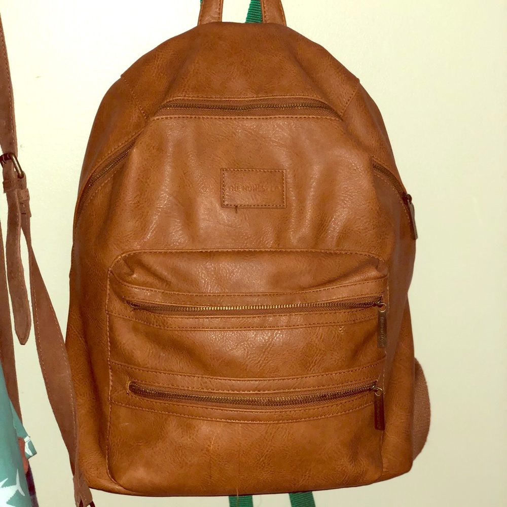 EUC faux leather Honest Co backpack diaper bag